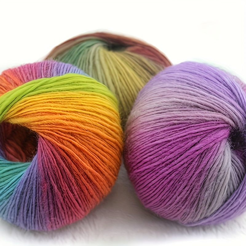 3pcs 50g Wool Rainbow Yarn Soft Knitting Iceland Multicolor Yarn