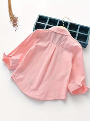 Girl s Cartoon Embroidered Collared Shirt Top For Autumn Outfit