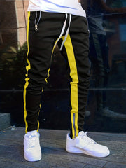 Chain Decoration Zipper Pocket Joggers Men's Casual Loose Fit Pants