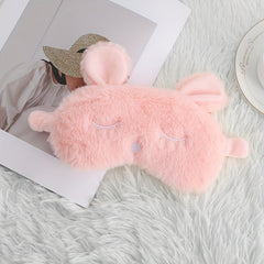 Rabbit Plush Embroidered Letters Eye Mask, Comfortable Strap