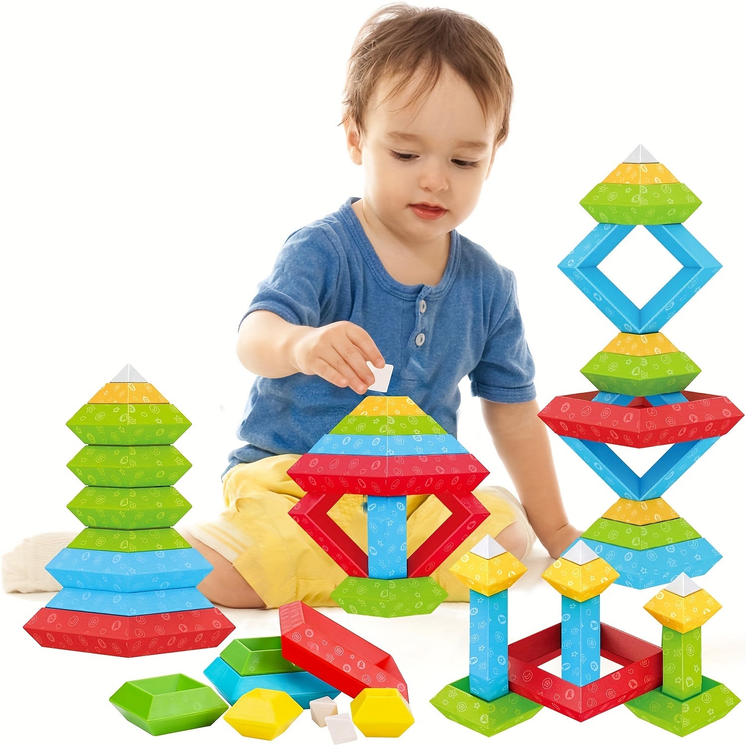 Montessori Pyramid Building Blocks Toy for Toddlers