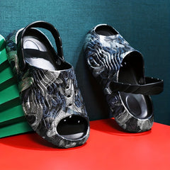 Men's Koi Print Non Slip Platform Slides Comfortable Slides For Indoor Outdoor