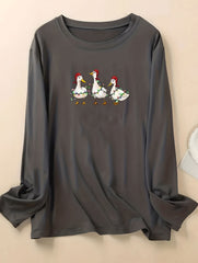 Women's Plus Christmas Lounge Top: Goose & String Lights Print