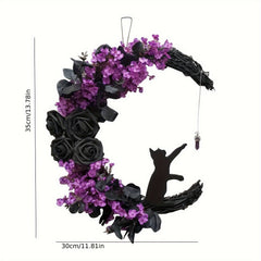Christmas Halloween Cat Garland Door Hanging Simulation Plant Rattan Circle