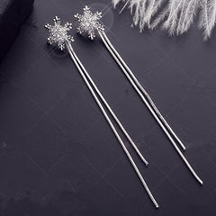 Snowflake Tassel Earrings Stud Party Jewelry Holiday Gift For Women