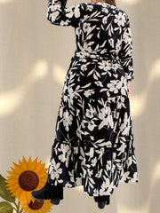 Floral Print Long Sleeve Maxi Dress