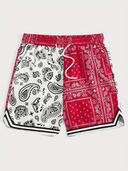 Paisley Pattern Shorts with Drawstring Waist for Men