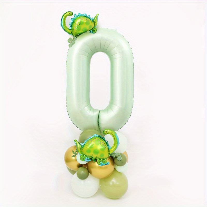 27pcs Olive Green Dinosaur Number Balloons Party Decor