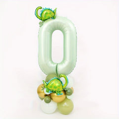 27pcs Olive Green Dinosaur Number Balloons Party Decor