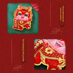 Dragon Year Spring 3D Zodiac Door Stickers Double Sided Printing Stickers