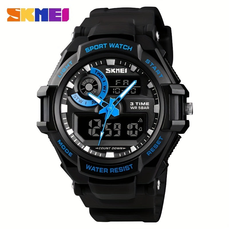Round Digital Watch With Silicone Band Waterproof Sporty Style