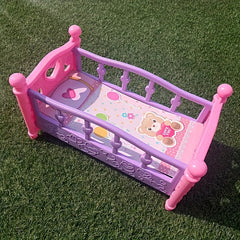 Charming Pink Doll Bed - Ideal for Dollhouses