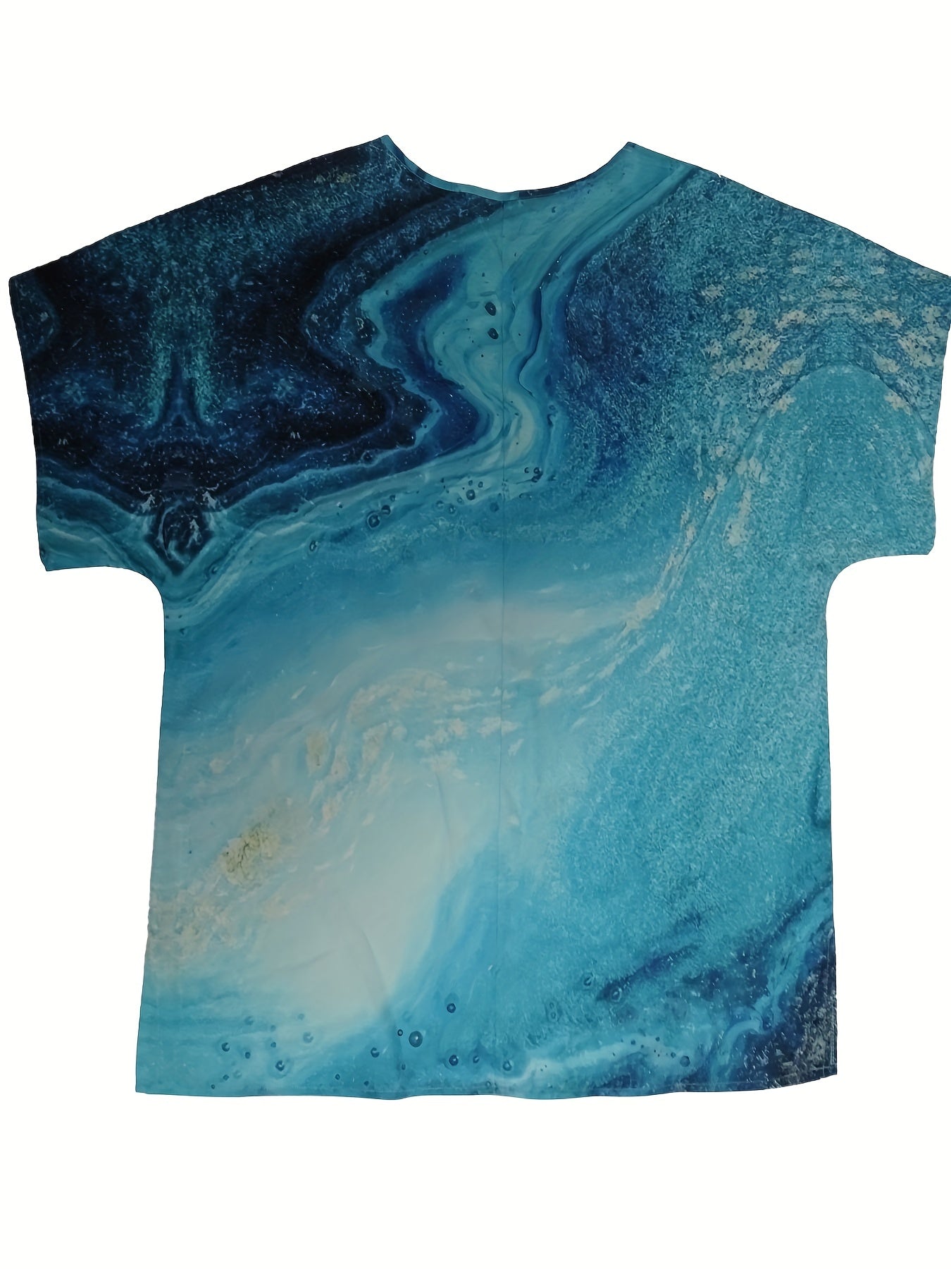 Marble Print Drop Shoulder Short Sleeve Top