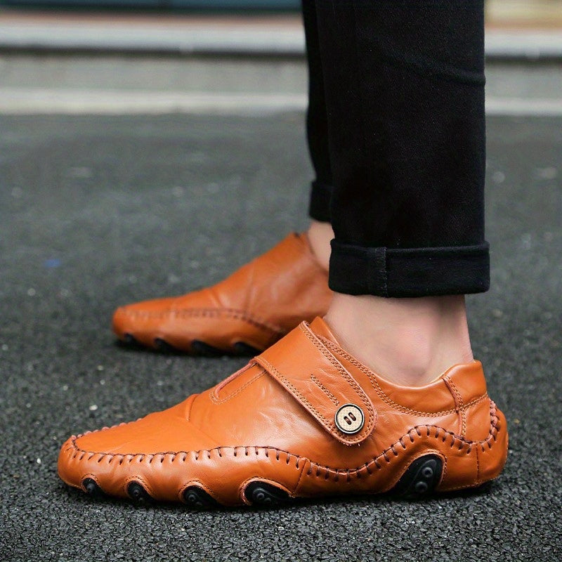 Men's Casual Walking Shoes Button Closure Lace Up Stitch Detail