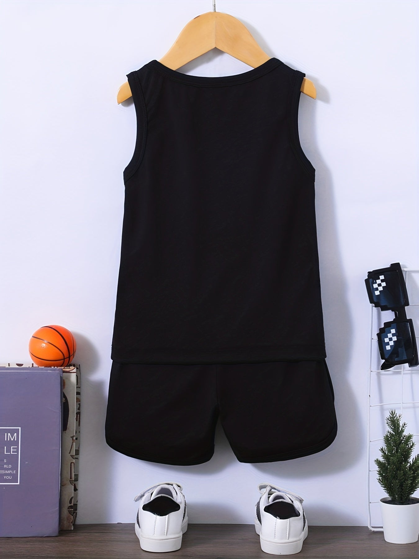 Boys Basketball Jersey Set Sleeveless Top & Shorts Quick Drying Tank