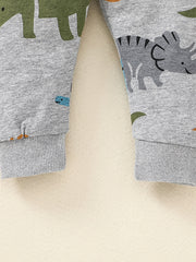 Boys Dinosaur Pullover Hoodie Pants Set Outfit Baby Clothes