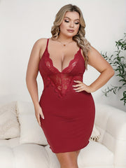 Floral Jacquard Lace Bodycon Cami Sleep Dress
