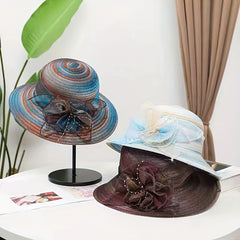 Breathable Gradient Organza Flower Bucket Hat