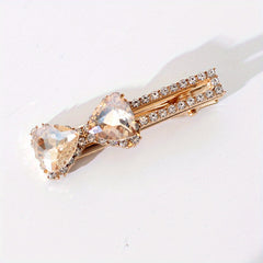 Bowknot Crystal Hair Clip Non slip Duck Billed Clip Female Side Clip
