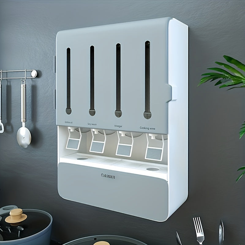 Grid Wall Mount Spice Rack Organizer Kitchen Storage Liquid Seasonings