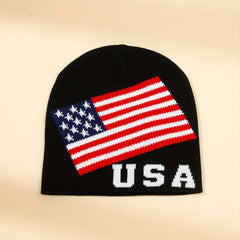 Independence Beanie Flag Jacquard Unisex Hip Hop Knit Hat Patriotic Skull Cap
