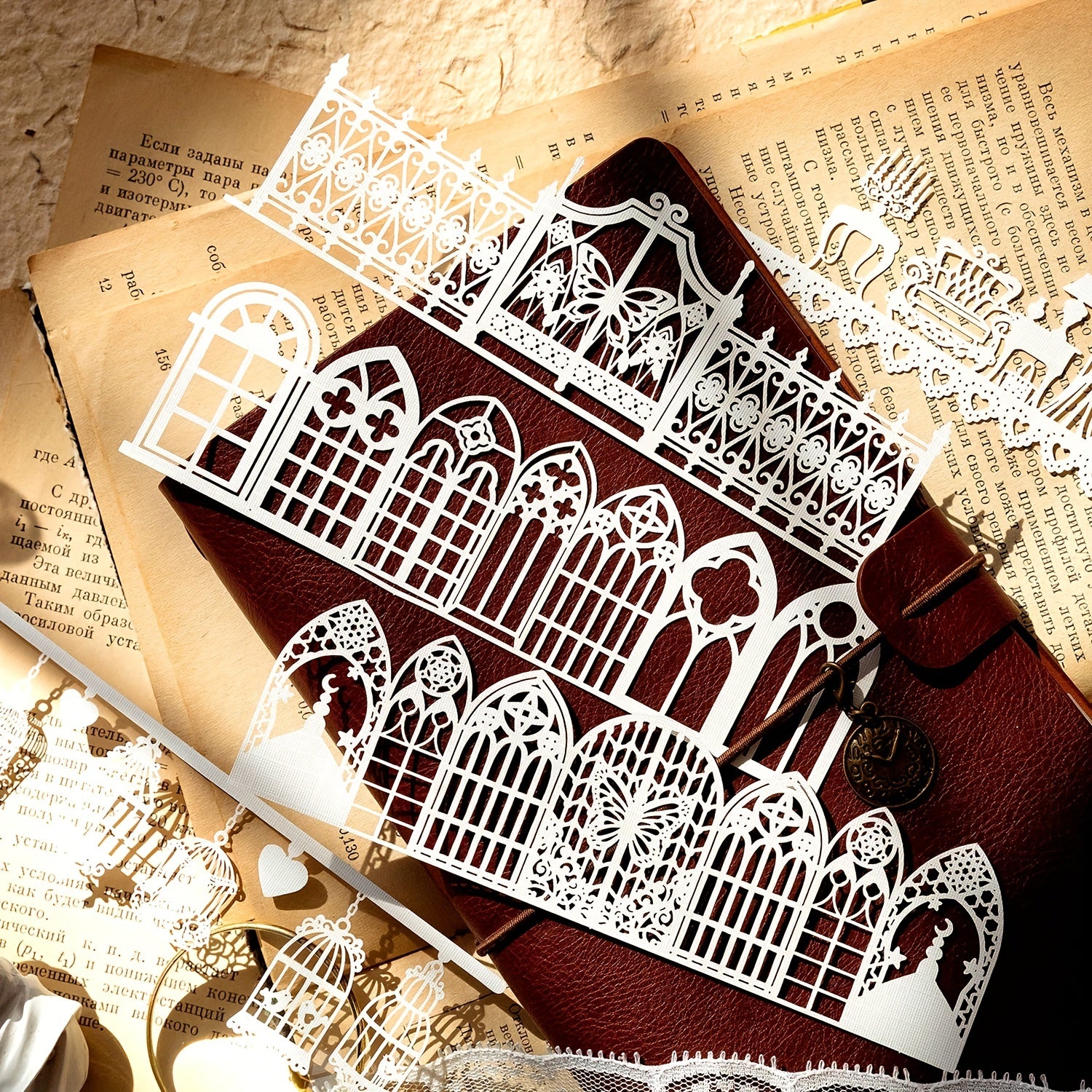 5pcs Long Strip Lace Paper Holiday Series Hand Curtains