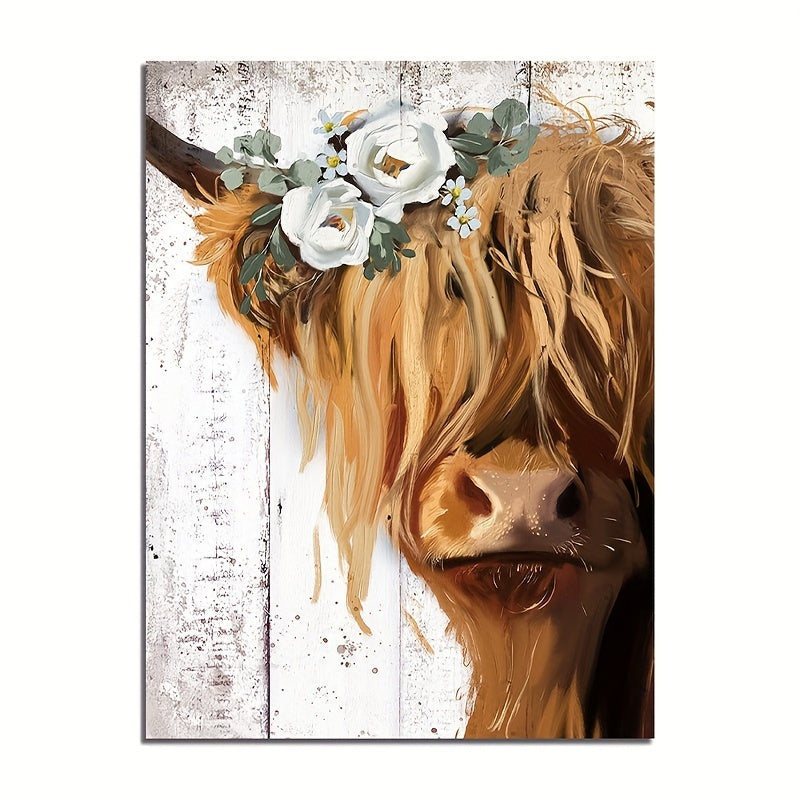 Rustic Charm Highland Cow Art Wall Decor for Bedroom Bathroom Kitchen