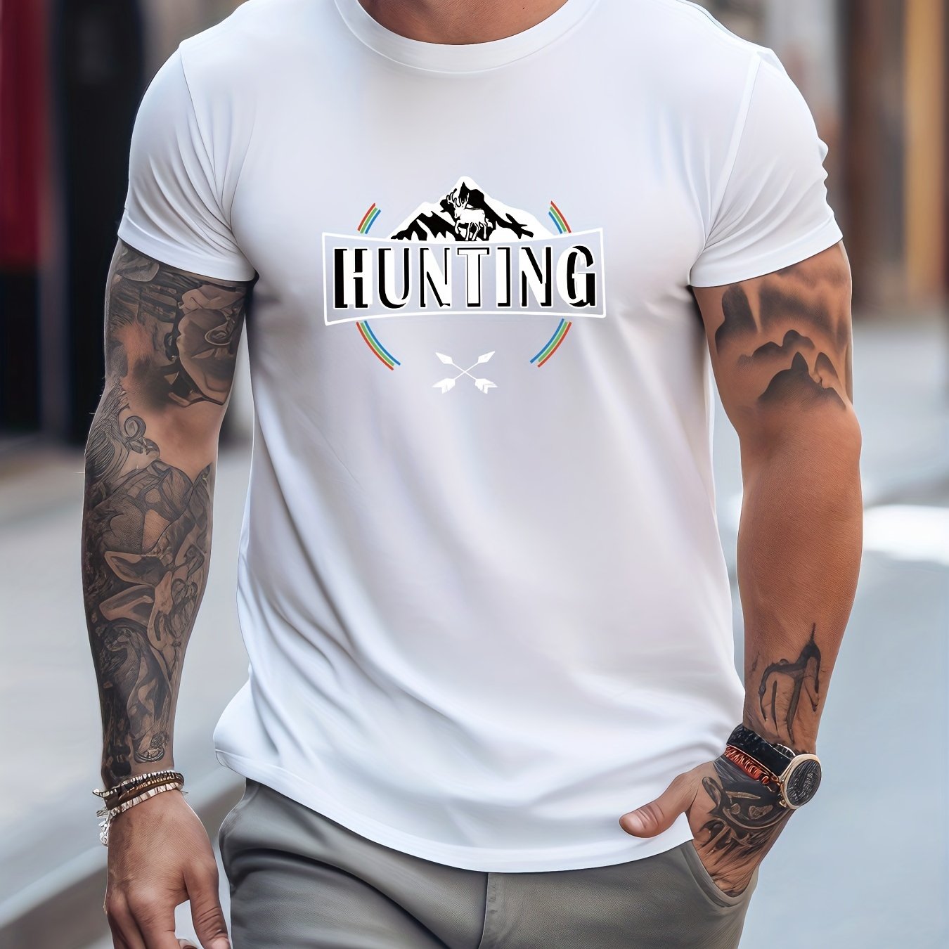 Men's Casual Street Style Round Neck Tee Shirt