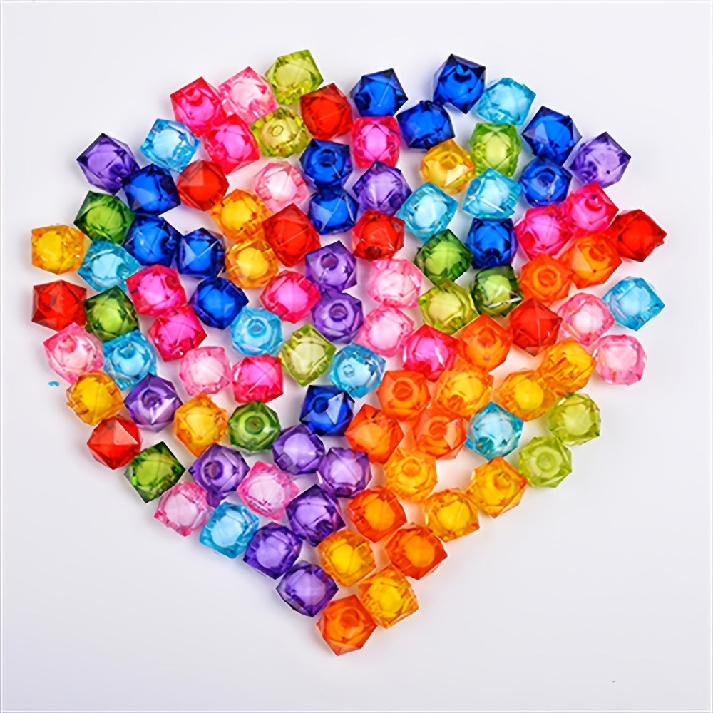 100 Pcs 8mm Square Acrylic Faceted Beads DIY Jewelry Accessory Beads