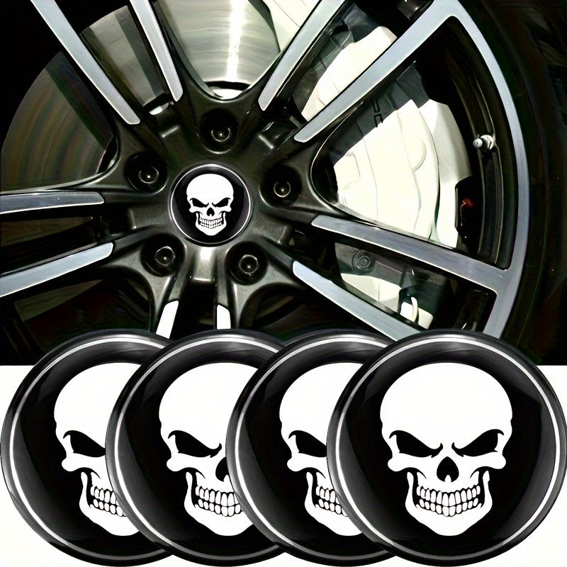 4pcs Skeleton Skull Car Wheel Center Hub Cap Stickers 56mm Car Accessories