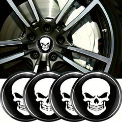 4pcs Skeleton Skull Car Wheel Center Hub Cap Stickers 56mm Car Accessories