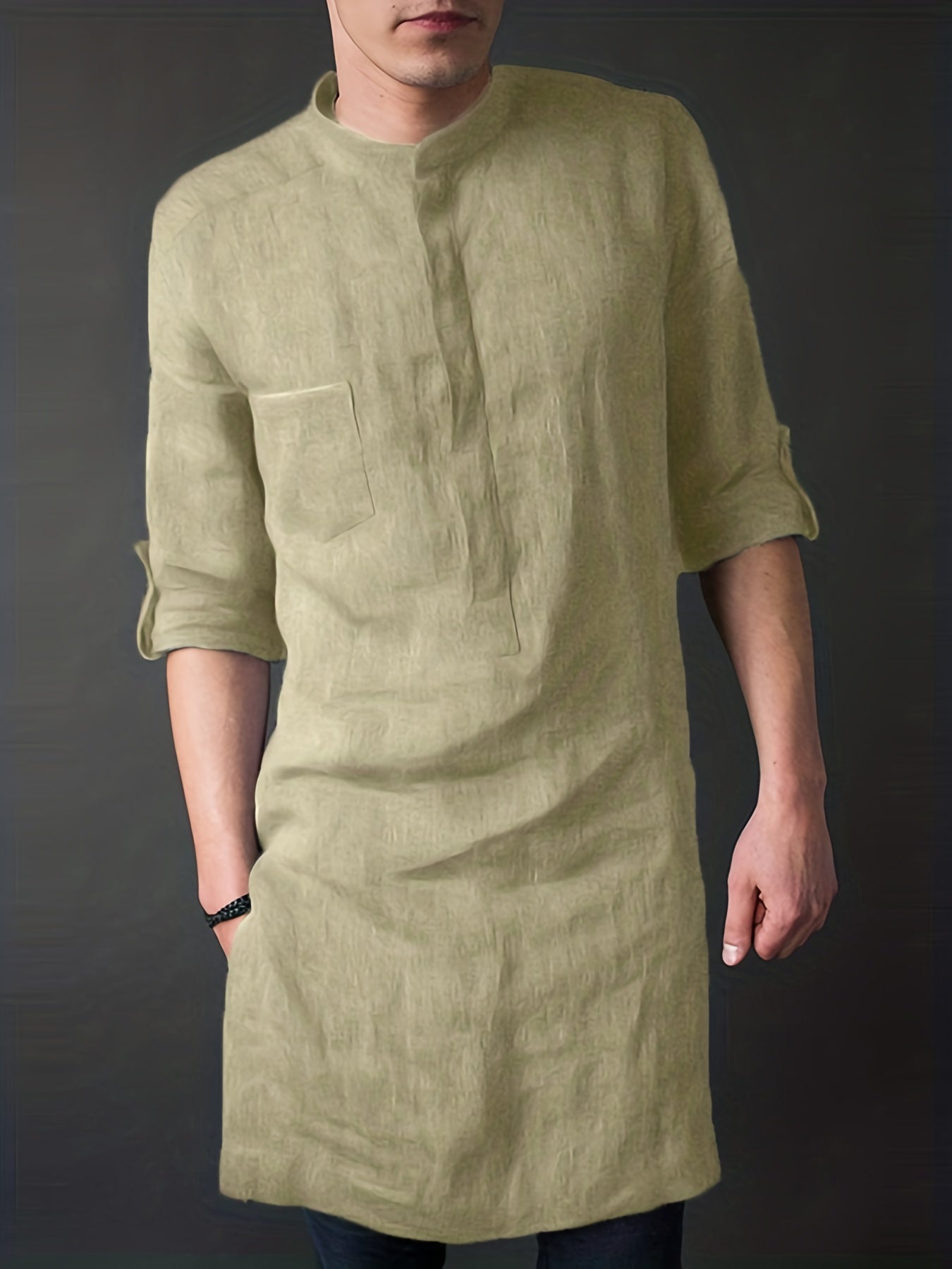 INCERUN Men's Long Robe Kimono Bathrobe Nightgown Sleepwear Lightweight Robes