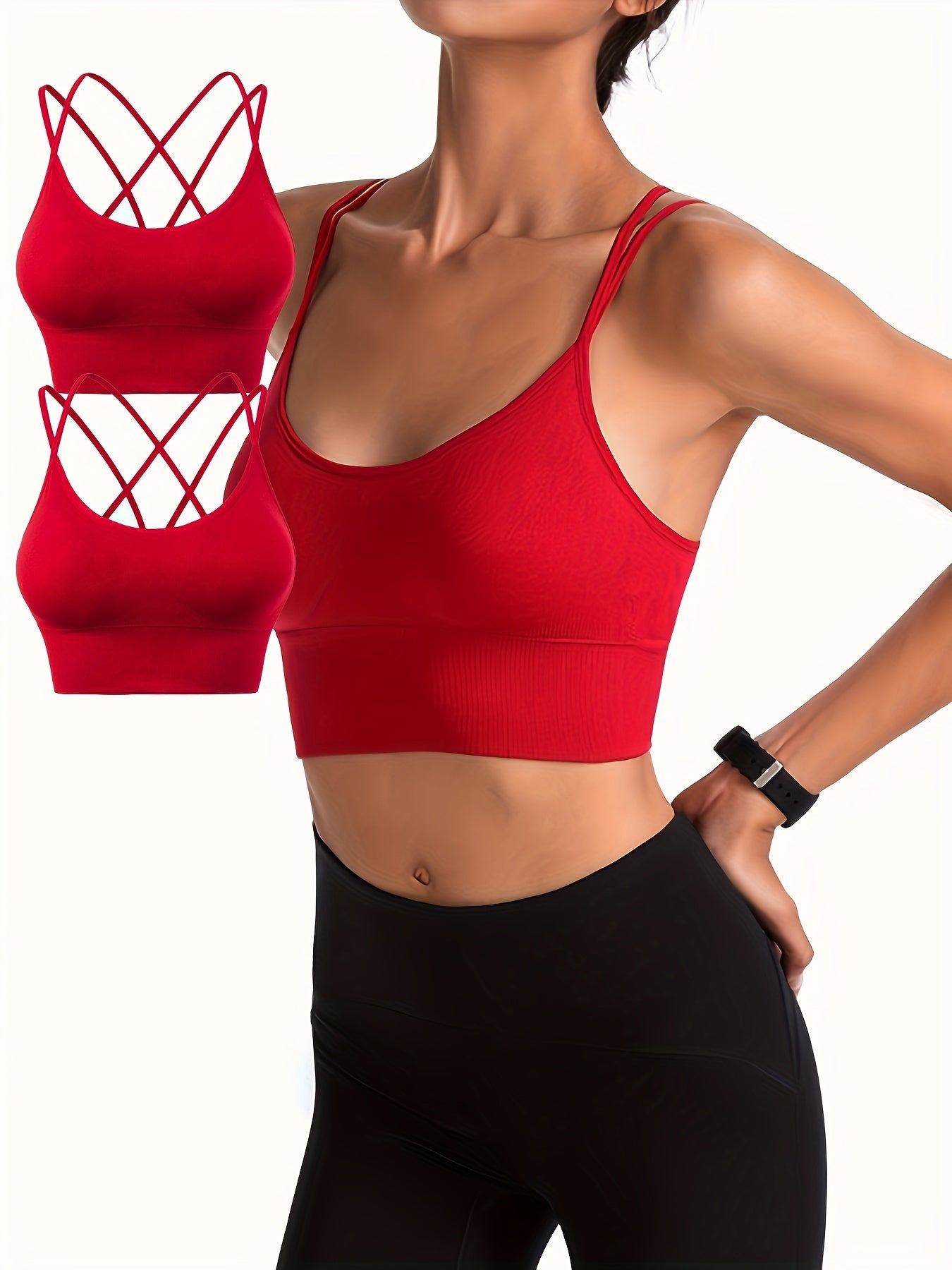 2pcs Criss Cross Sports Bras Yoga Fitness Bra Women's Lingerie