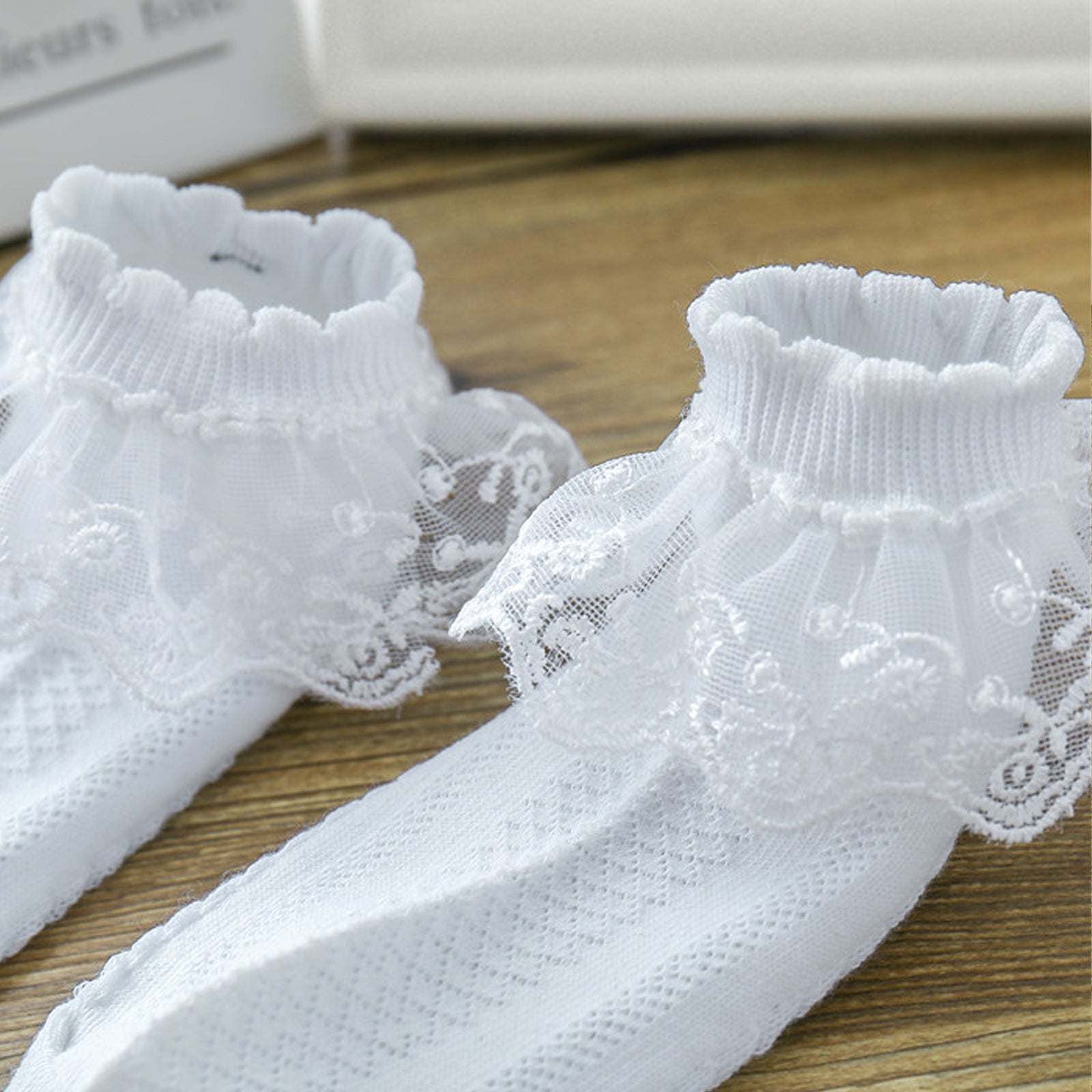 4 Pairs Toddler Girls Lace Cotton Socks