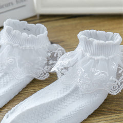 4 Pairs Toddler Girls Lace Cotton Socks