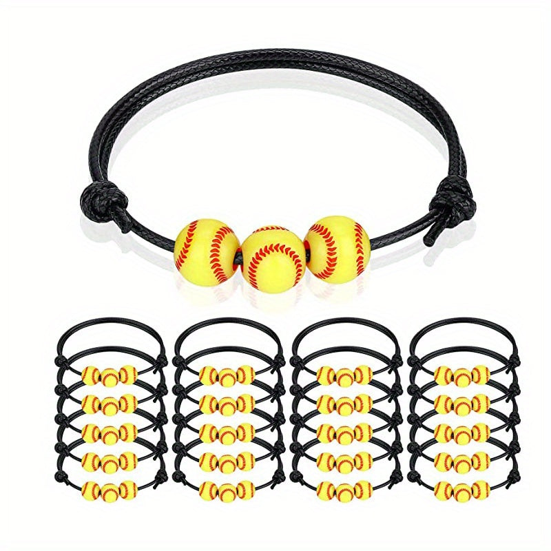 20 Pcs Softball Bead Charm Sports Bracelet for Fans