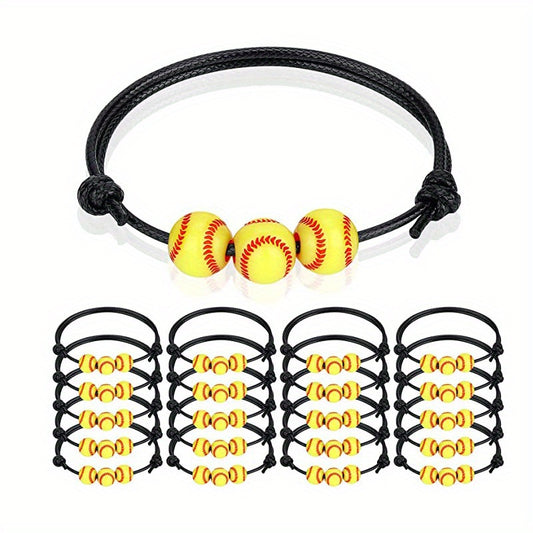 20 Pcs Softball Bead Charm Sports Bracelet for Fans