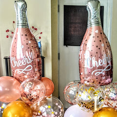 Rose Wine Bottle Balloons Birthday Decoration Self Sealing Tying Tool
