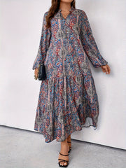 Allover Paisley Print Maxi Smock Dress
