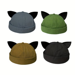 Cat Ears Landlord Hat Brimless Bowler Beanie