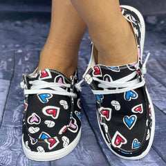 Colorful Love Heart Pattern Skateboard Shoes for Women