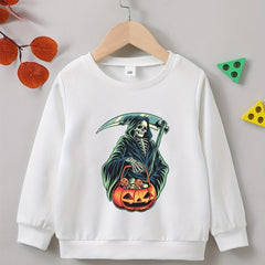 Halloween Party Skeleton Sweatshirt Boys Casual Crew Neck Tops Kids Clothing