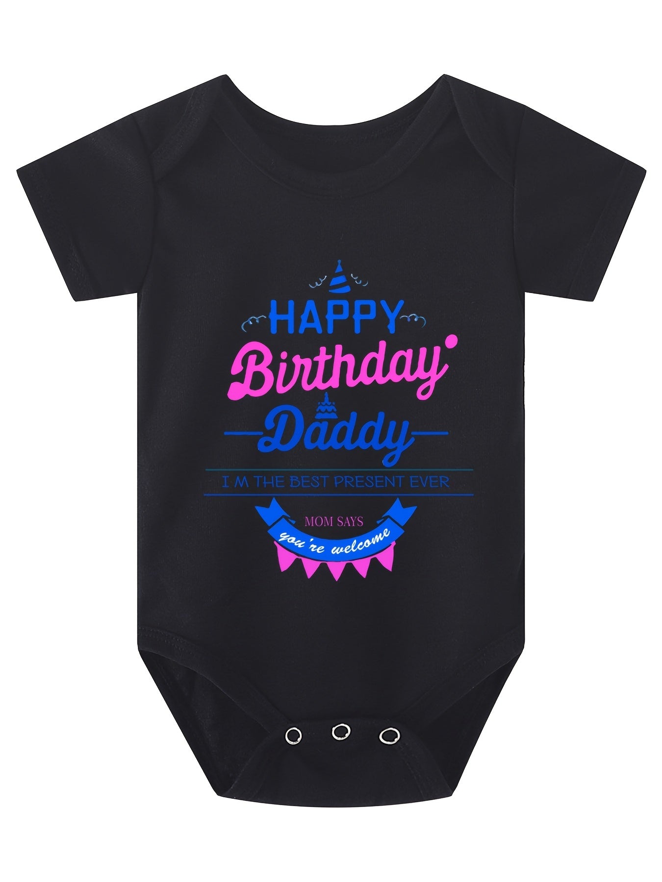 Baby Boys Girls Happy Birthday Daddy Short Sleeve Round Neck Onesie