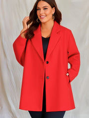 Solid Button Up Blazer with Pockets