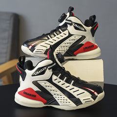 Boy's Basketball Shoes With Rotating Buckle Comfy Non Slip