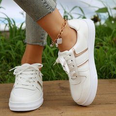 Women's Lace Up Flat Sneakers Outdoor Sport Shoes
