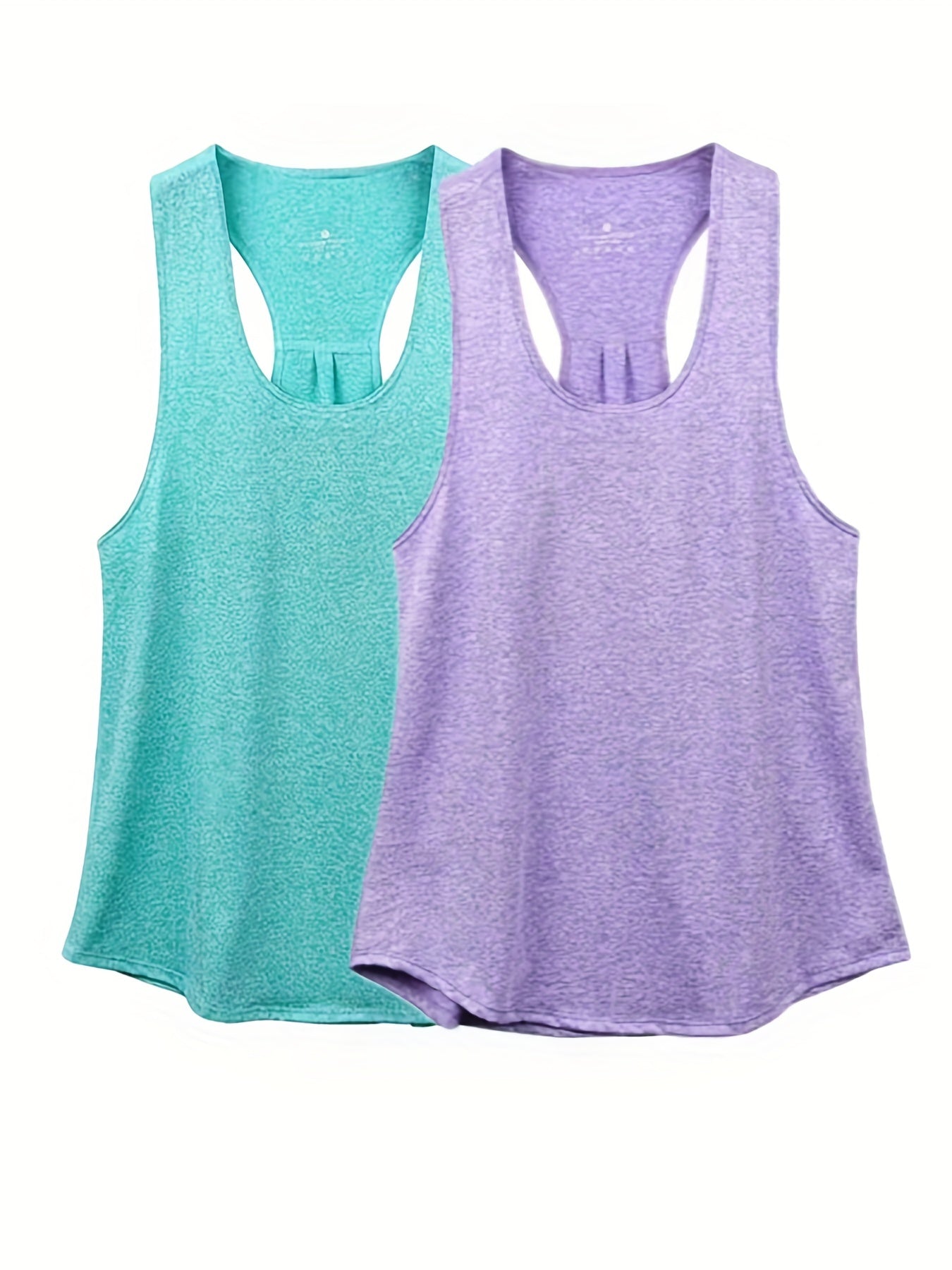 2pcs Solid Running Casual Sports Racerback Tank Top Women's Summer Tops