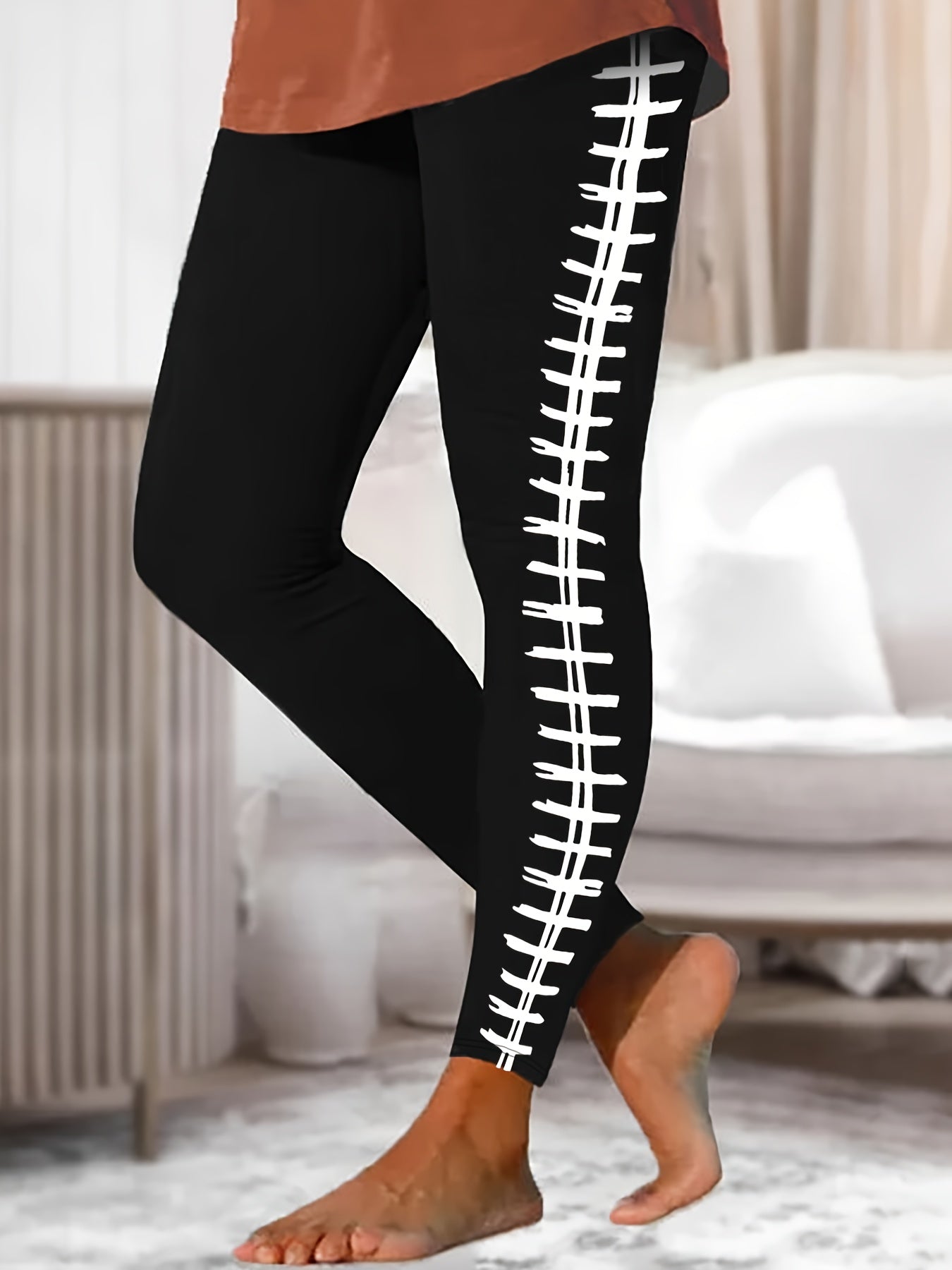 Rugby Print Fitness Gym Sports Leggings High Waist Yoga Workout Running Tight
