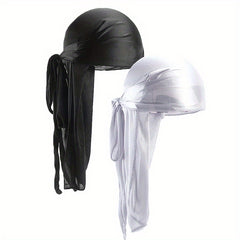 2pcs Bandana Pirate Hat Silk Durag Turban Hijab Hat For Men Women