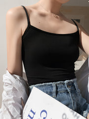 Solid Cami Top Crew Neck Slim Fit Top Women's Lingerie